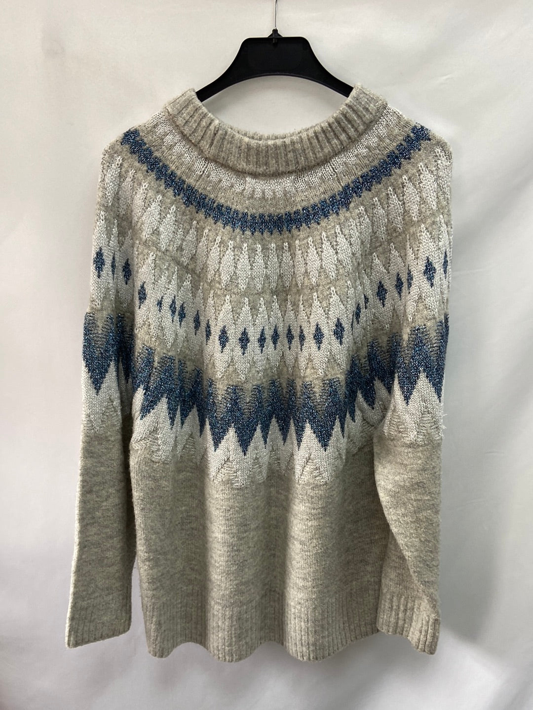 MANGO.Jersey gordito gris oversized dibujo T.m