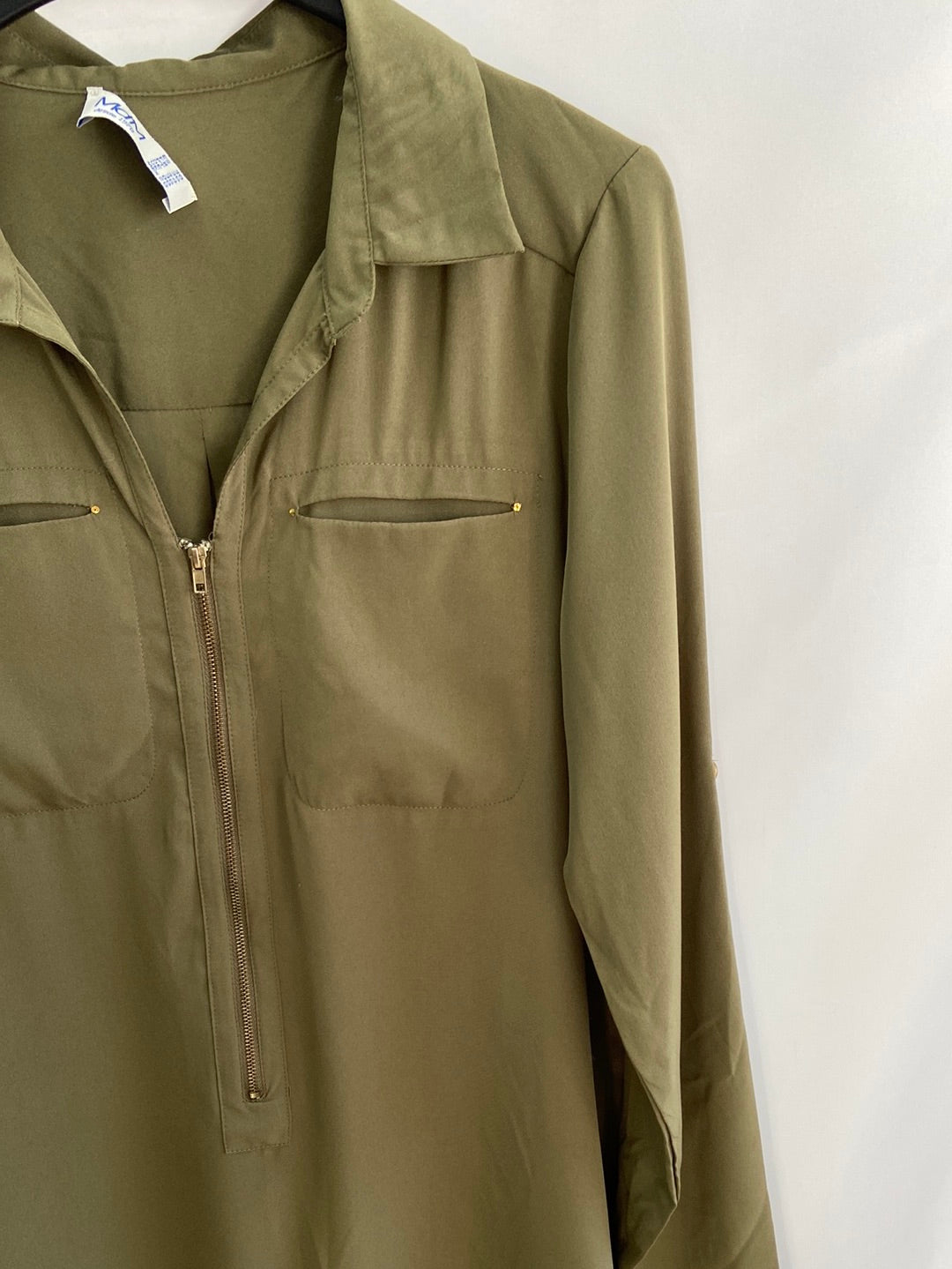 M'BM.Vestido camisero verde caqui T.38