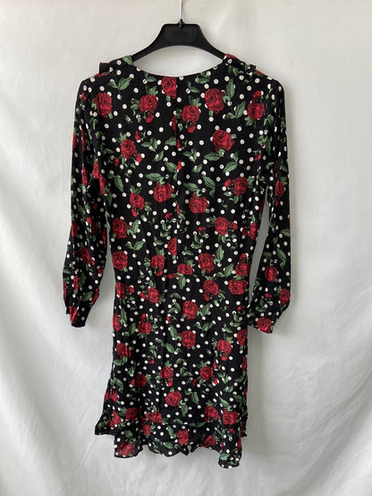 MANGO.Vestido corto flores y lunares T.XS