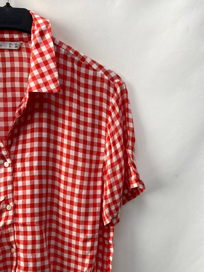 LEFTIES.Blusa cuadros lazada T.S