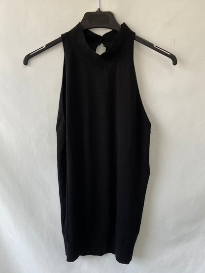 MASSIMO DUTTI.Tm black halter knit top