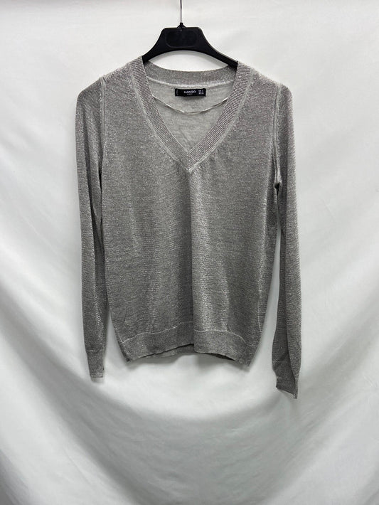 MANGO. Jersey plateado T.s