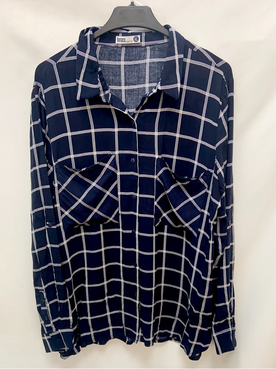BOMACA.Camisa azul cuadros blancos T.XL