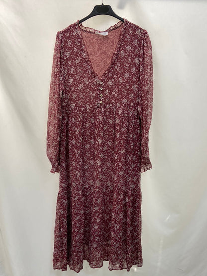 BROWNIE. Vestido burdeos flores T.s/m
