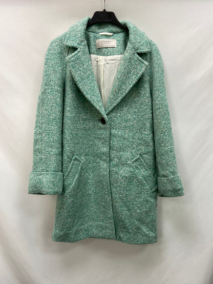 ZARA.Abrigo verde jaspeado T.XS