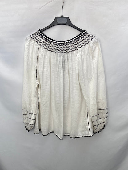MASSCOB.Blusa textura bordada algodón T.xs