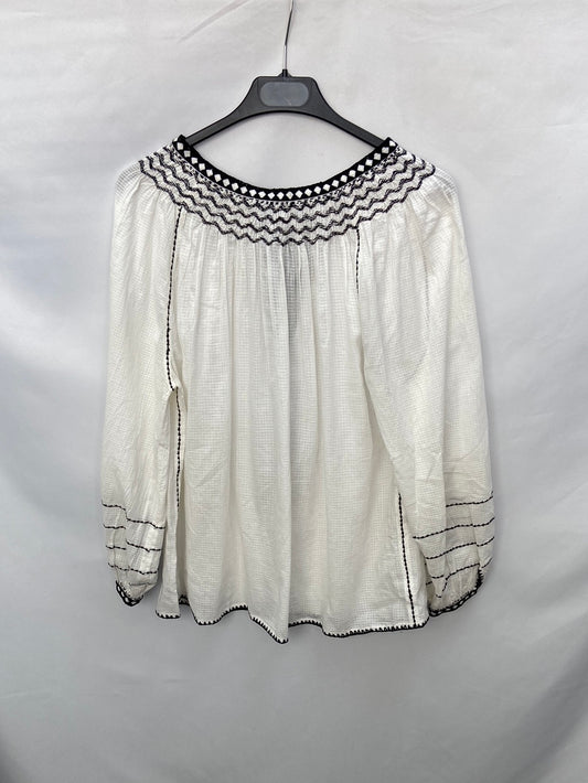 MASSCOB.Blusa textura bordada algodón T.xs