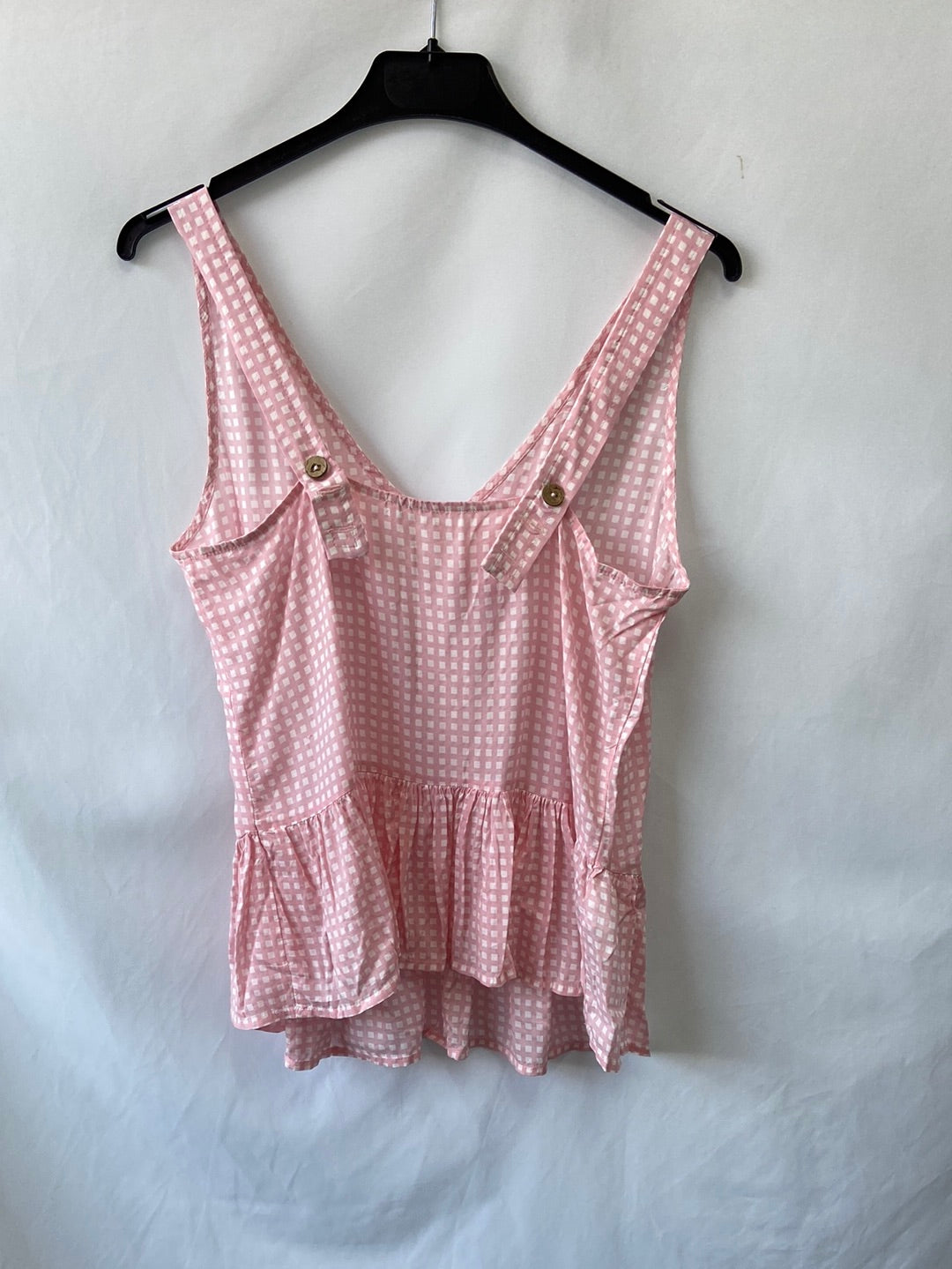 MANGO.Top rosa cuadros T.S