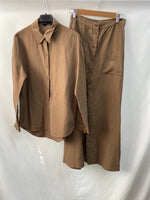 CORTANA.Camisa marrón lino t.38