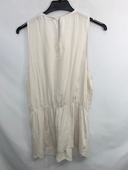 ZARA.Blusa beige plisada detalle nudo T.m