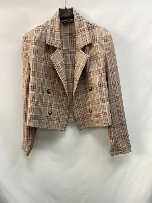 SHEIN.Blazer crop cuadros t.s