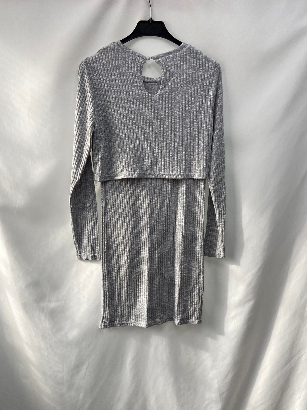 OKEYSI.Vestido gris punto T.L