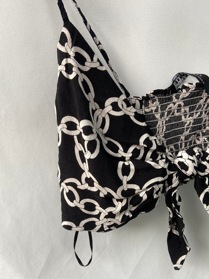 ZARA.Croptop negro cadenas T.XS-S