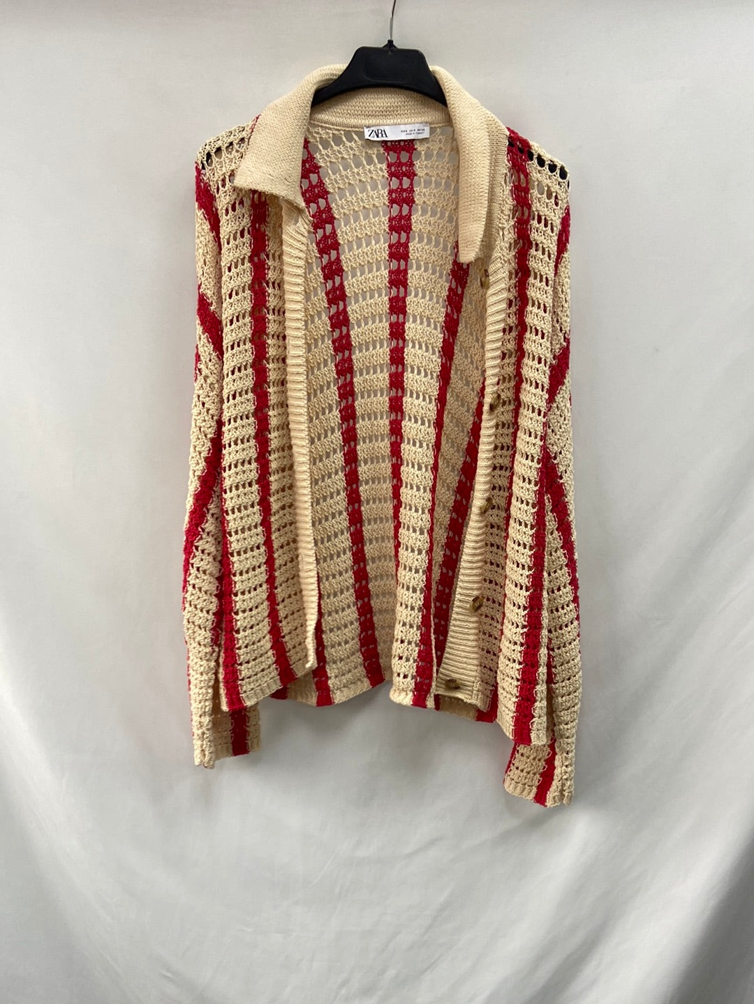 ZARA.Rebeca croché bicolor T.S