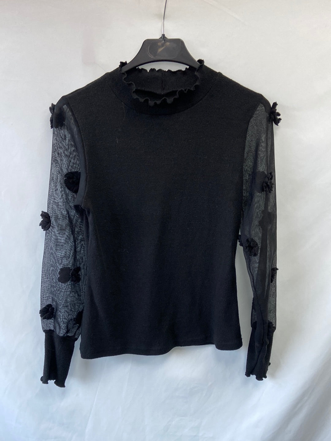 OTRAS.Top negro doble textura T.S