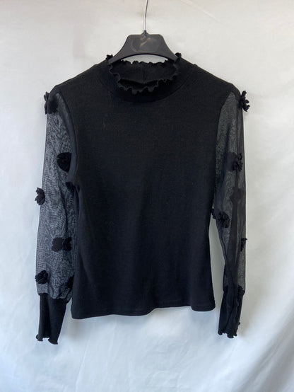 OTRAS.Top negro doble textura T.S