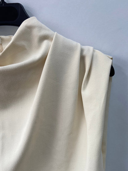 ZARA.Blusa/top beige fruncido cuello tortuga T.S