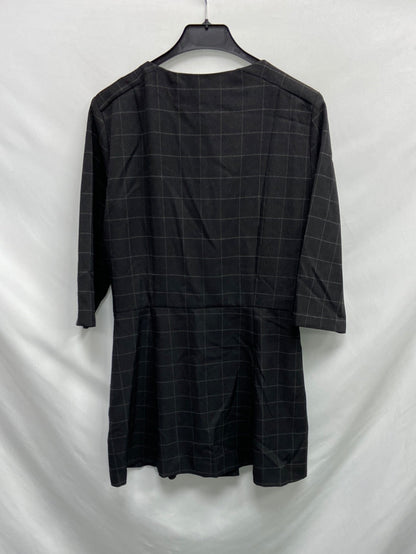 MANGO. Vestido negro cuadros T.m