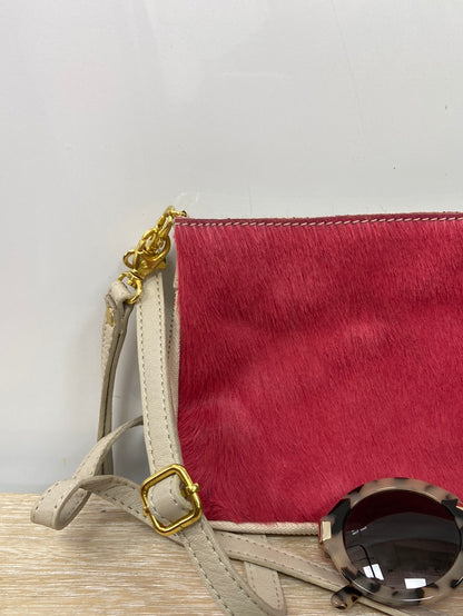 GENUINE LEATHER. Beige pink hair bag