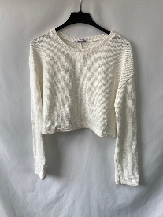 ZARA.Jersey crop blanco T.S