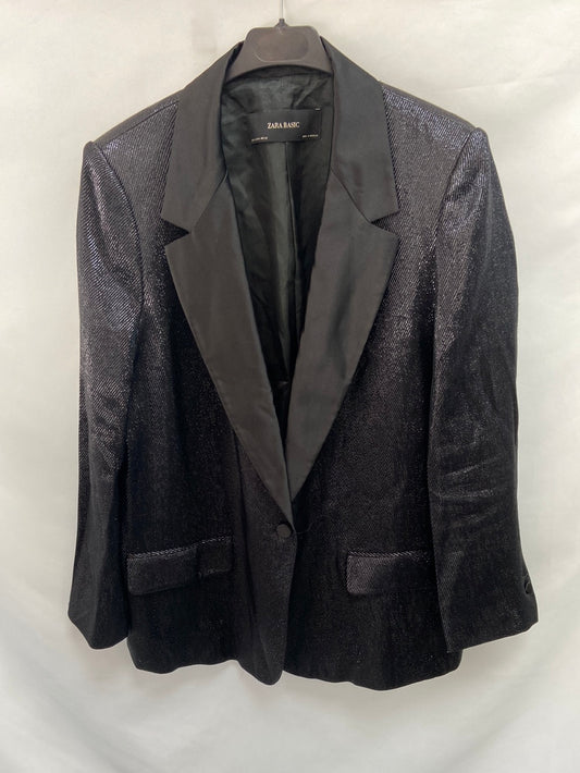 ZARA. Satin silver thread blazer, size XL