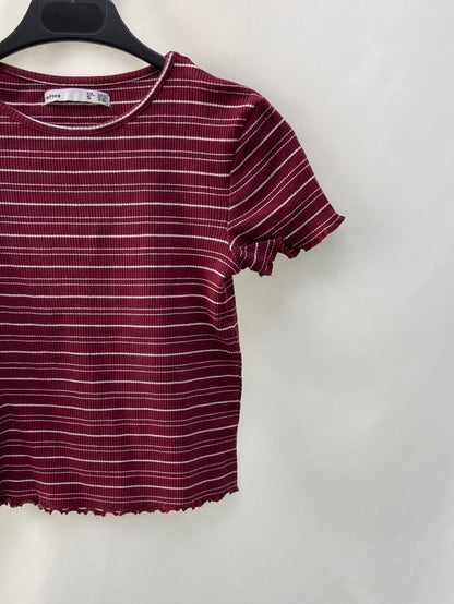 LEFTIES.Camiseta burdeos rayas T.S