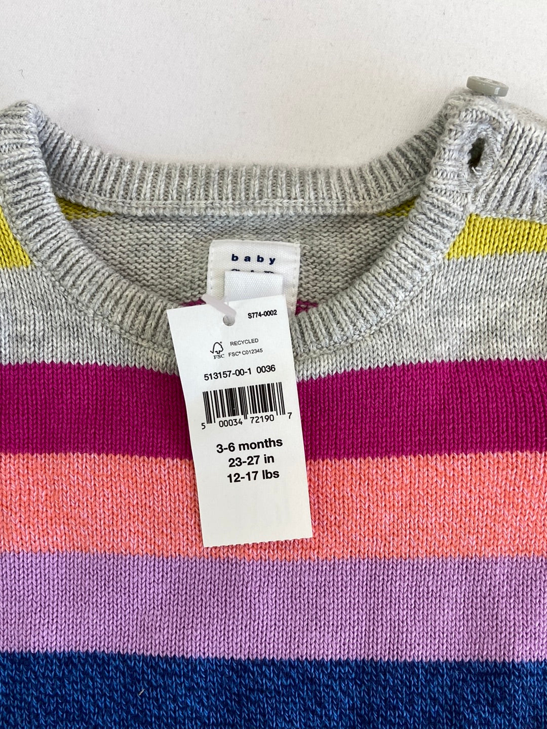 GAP. Mono rayas de colores T.3-6m