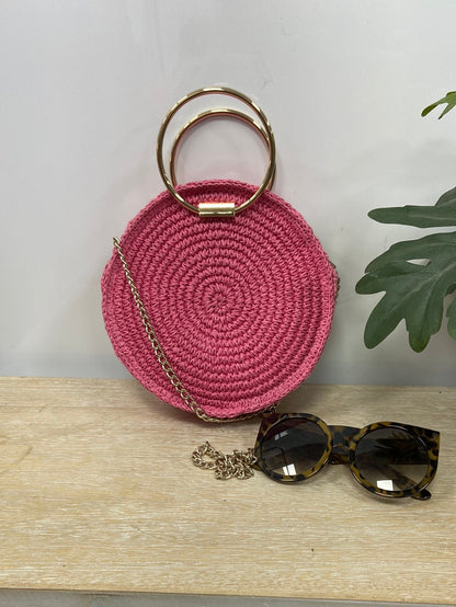 H&amp;M. Pink raffia bag