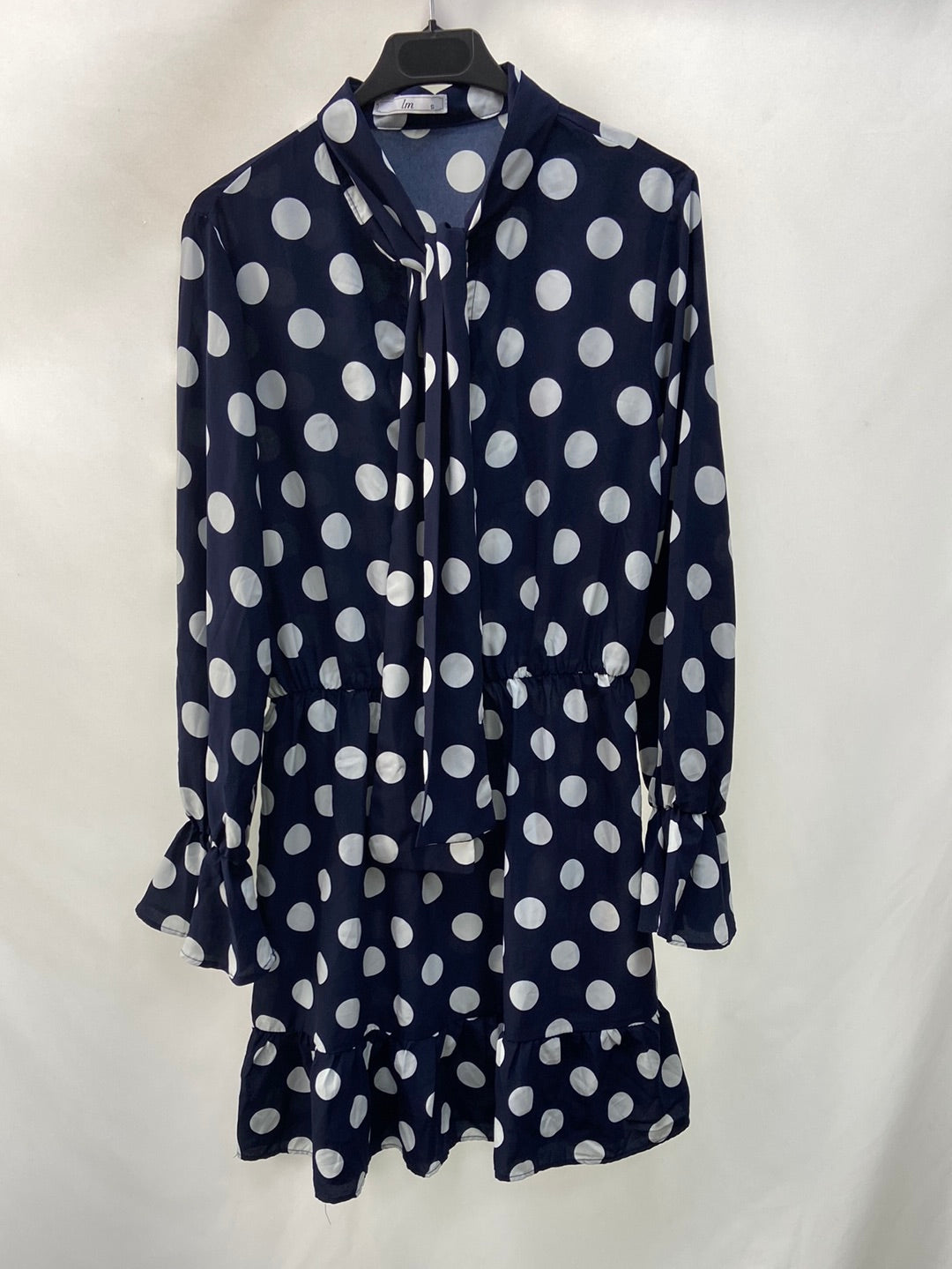 LM.Vestido azul lazada T.s