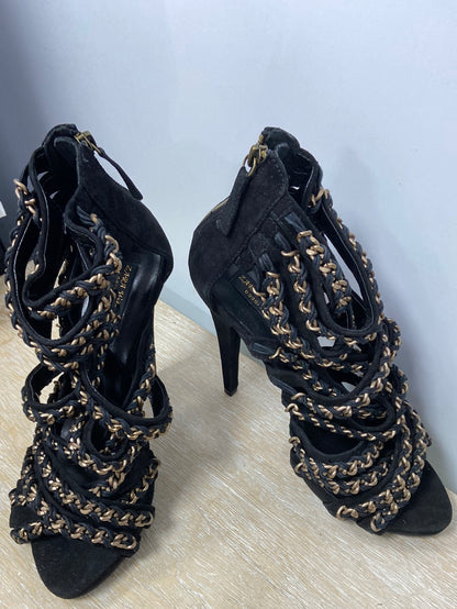 ZARA.Sandalia cuerdas botín tacón T.41