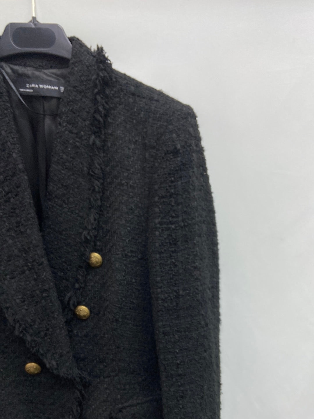 ZARA. Blazer negra tweed T.m