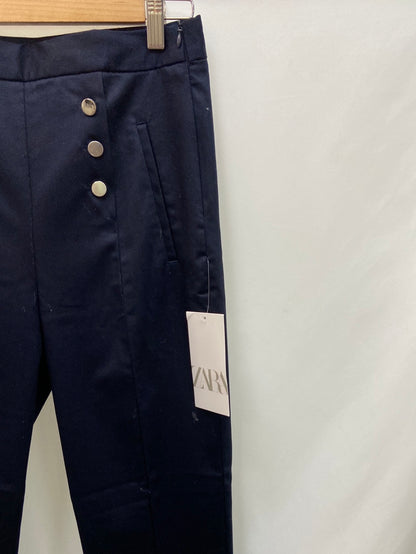ZARA.Pantalones pinza azul marino T.S