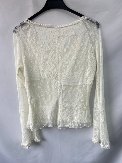 OTRAS.Top blanco roto encaje T.m