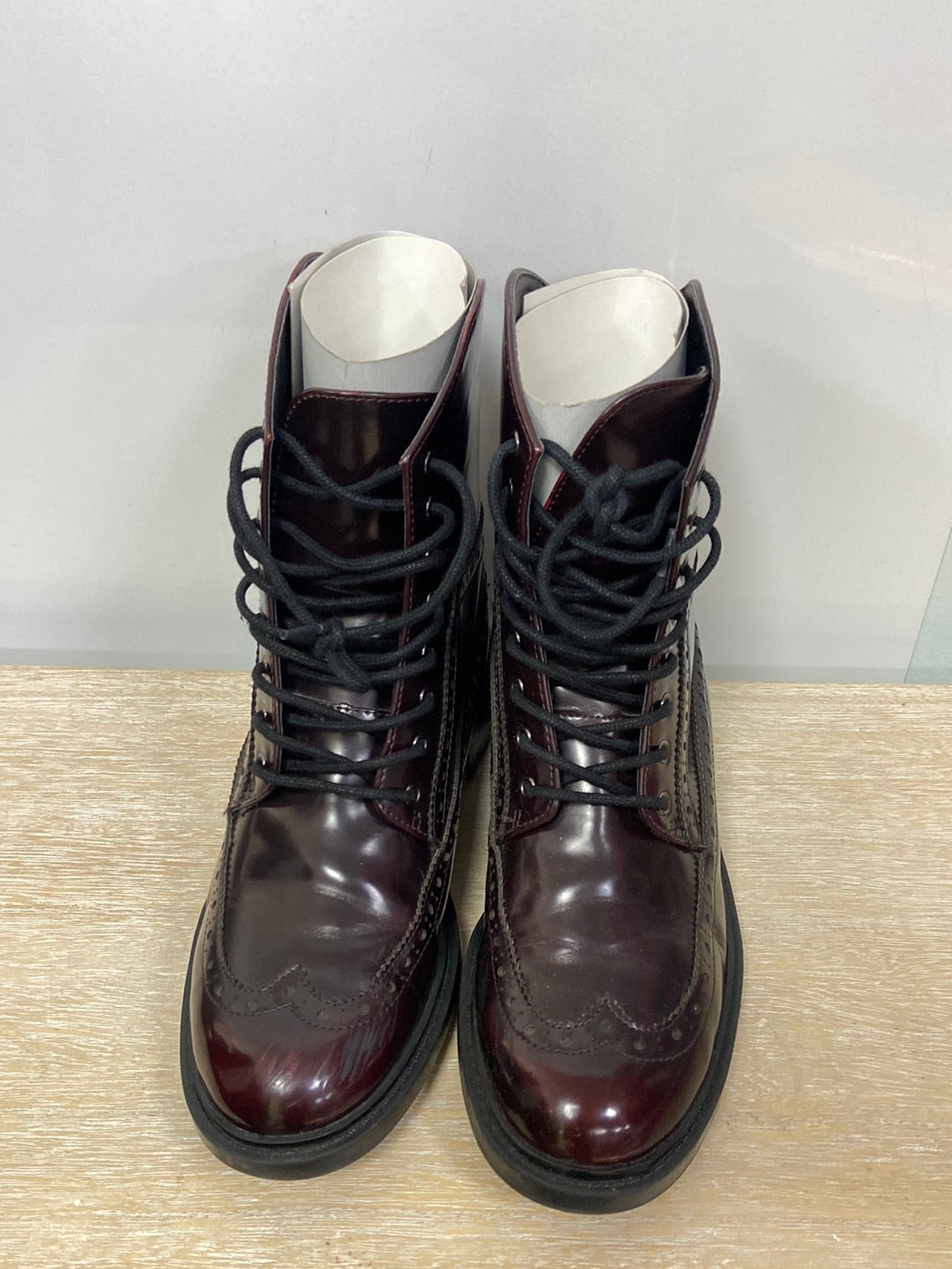 ZARA. Burgundy lace-up ankle boots T40 (Tara)