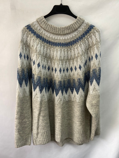 MANGO.Jersey gordito gris oversized dibujo T.m