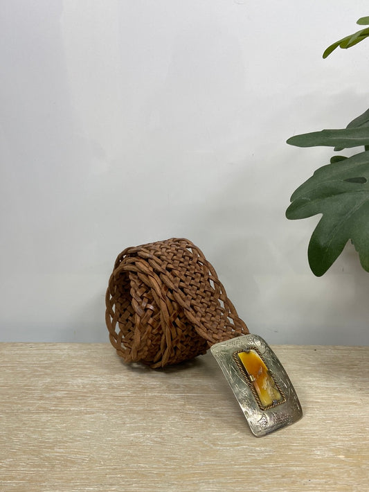 OTRAS. Cinturón trenzado Camel T.u