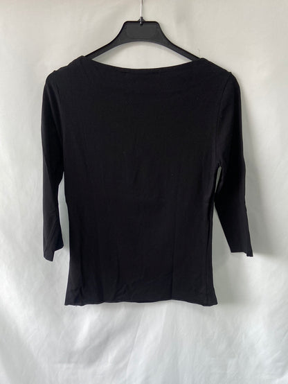 UTERQÜE. Camiseta negra elástica T.S