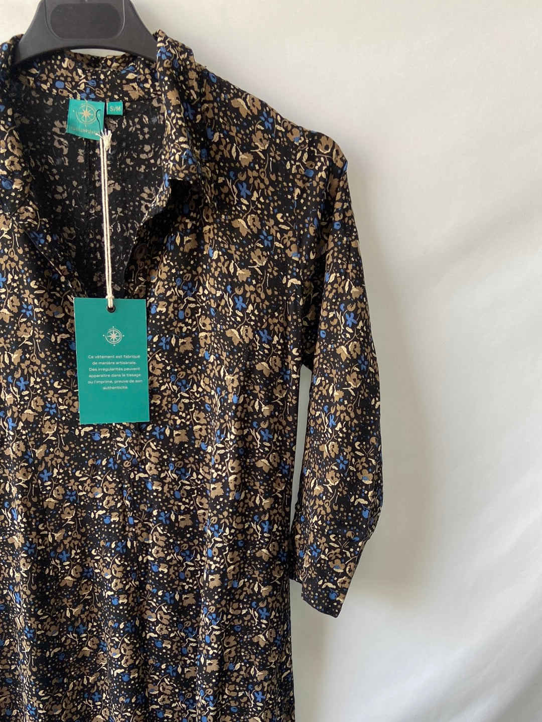 ALLER SIMPLEMENT. Vestido negro flores T.s/m