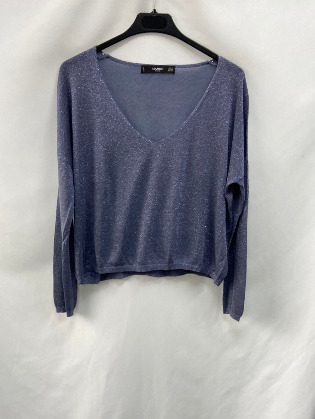 MANGO.Blue jersey with silver threads TS