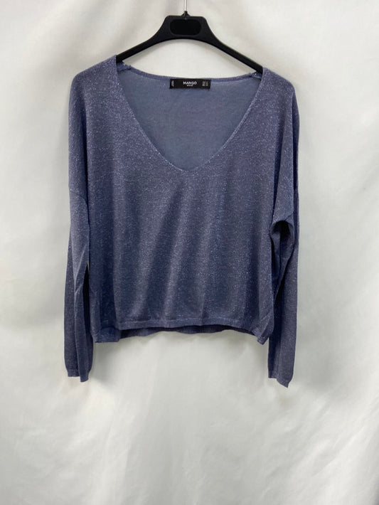 MANGO.Blue jersey with silver threads TS