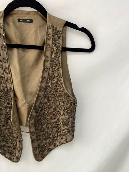 MASSIMO DUTTI.Chaleco abalorios T.s