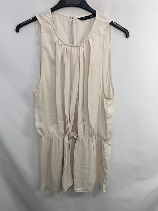 ZARA.Blusa beige plisada detalle nudo T.m