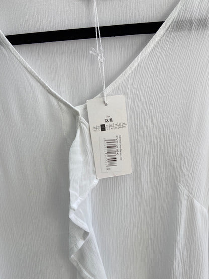 VALENTINA.Blusa blanca plisada T.m