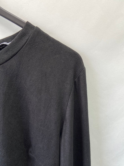 VALENTINA.Top/camiseta negra antelina fina T.m