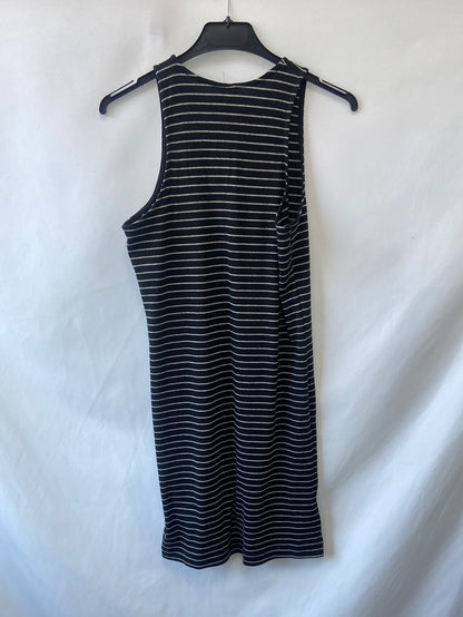 H&M.Vestido largo punto rayas T.M