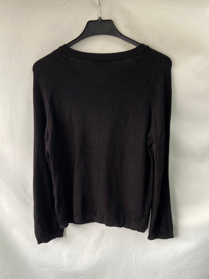 ZARA.Black knit cardigan with Ts pearls