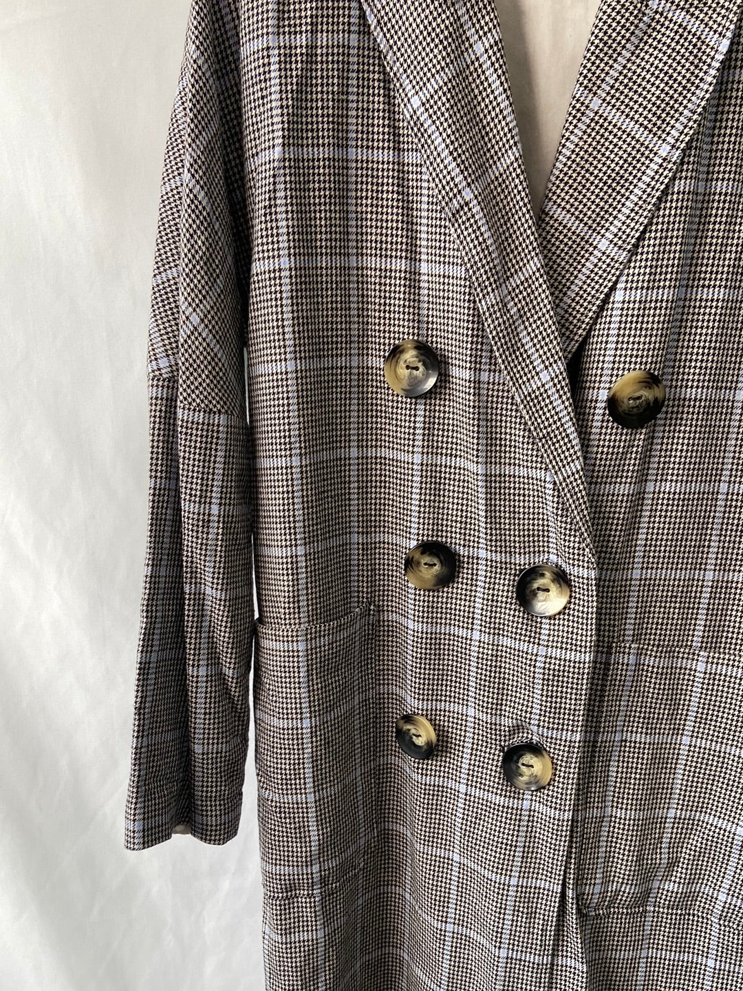 ZARA. Long houndstooth thin coat TS