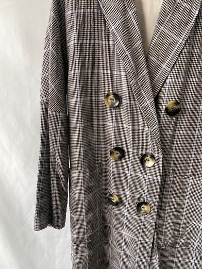 ZARA. Long houndstooth thin coat TS