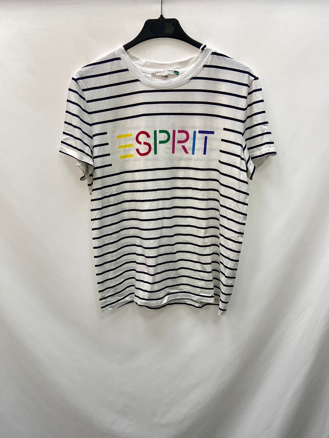 ESPRIT.Camiseta logo rayas T.L