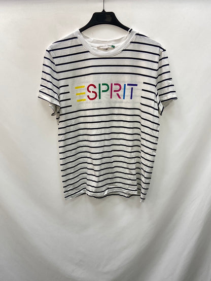ESPRIT.Camiseta logo rayas T.L